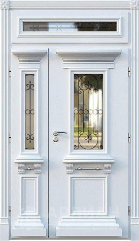 Фото «Дверь с белой отделкой МДФ и стеклом №417»